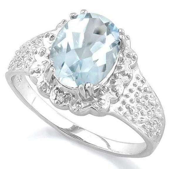 1.44 CT AQUAMARINE SILVER RING