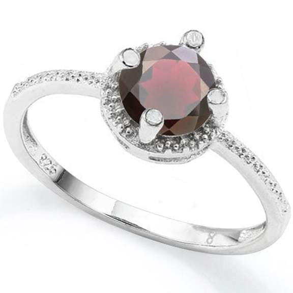1.00 CT GARNET SILVER RING