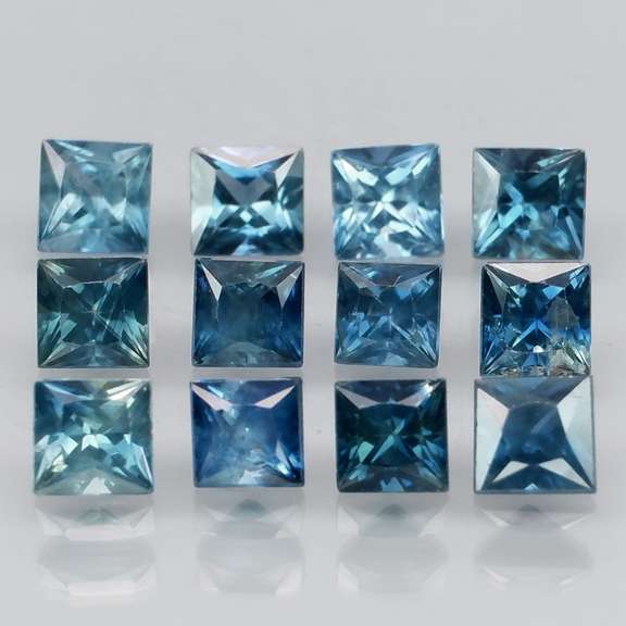 Heated only! 2.22ct blue green sapphire set