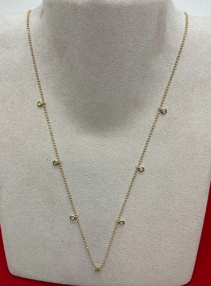 BRAND NEW 14K GOLD AND DIAMOND STATION NECKLACE