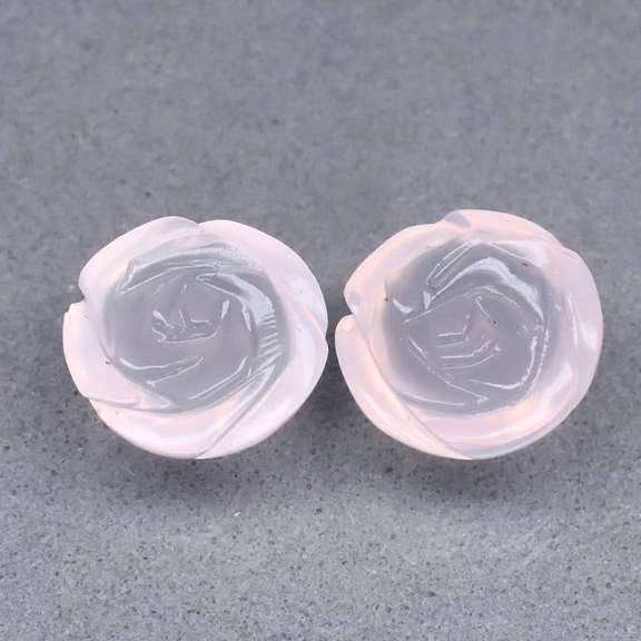 Translucent! 5.03ct pale pink Quartz flower carvings