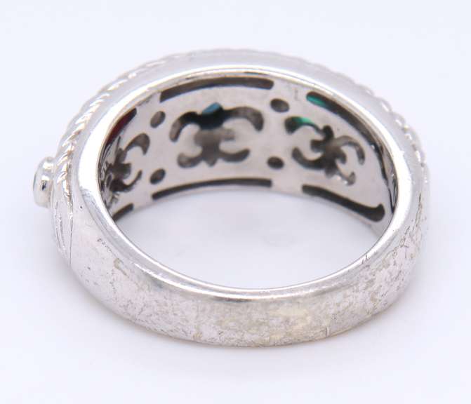 Judith Ripka 925 Sterling Silver Multi Gemstone Band