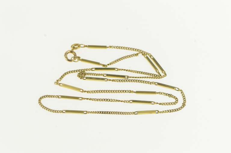 14K Yellow Gold 1.3mm Squared Cable Link Retro Chain Necklace