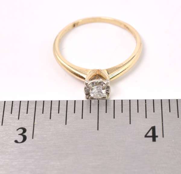 Solitaire Diamond Ring In 14K Yellow Gold