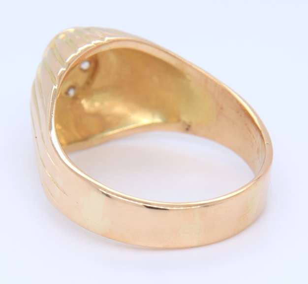 Elegant Yellow Gold 4 Stone Diamond Gent's Ring