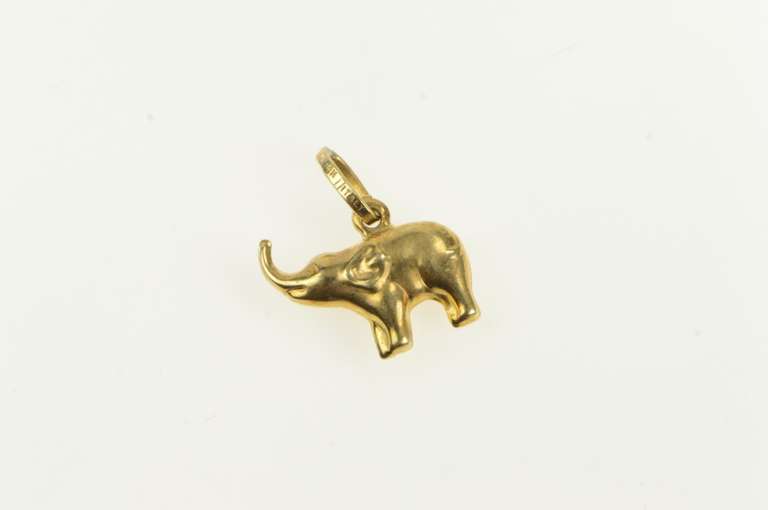 14K Yellow Gold Puffy Elephant Animal Strength Courage Charm/Pendant