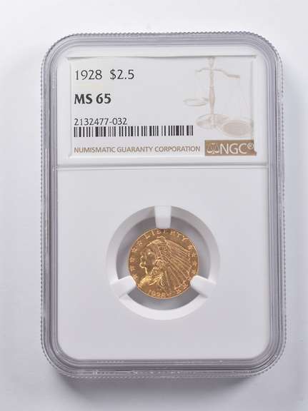 MS65 1928 $2.50 Indian Head Gold Quarter Eagle NGC
