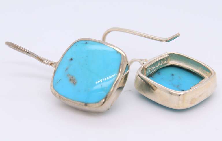Vintage 925 Sterling Silver Turquoise Dangle Earrings