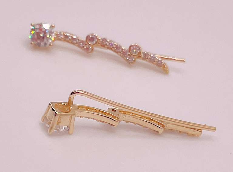 14kt Solid Yellow Gold & Diamond Earrings