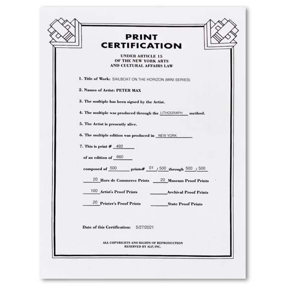 Sailboat on the Horizon by Peter Max