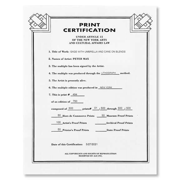 Sage with Umbrella and Cane on Blends by Peter Max