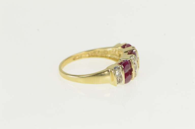 14K Yellow Gold 2.00 Ctw Natural Ruby CZ Vintage Statement Ring