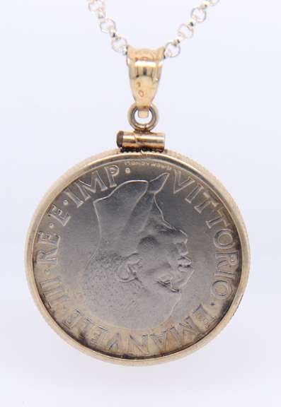 1940 Italian Coin Pendant Necklace
