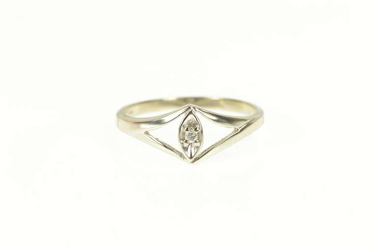 14K White Gold Diamond Solitaire Marquise Promise Engagement Ring