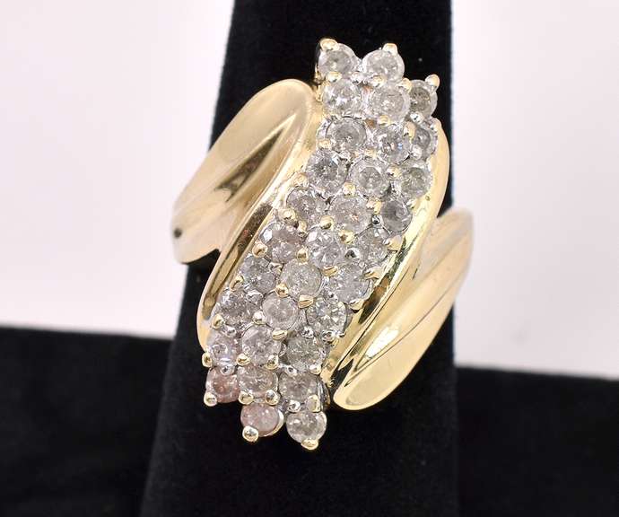 Grand Waterfall Diamond Ring in 14KT Yellow Gold