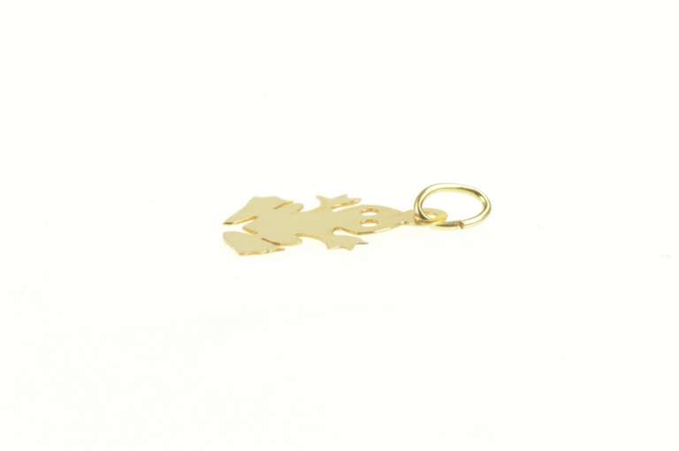 14K Yellow Gold Stylized Frog Cut Out Toad Animal Charm/Pendant