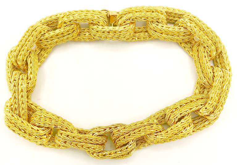 18kt Solid Yellow Gold Double Woven Link Bracelet
