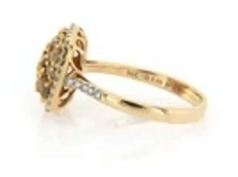 Dreamy Yellow Gold Multi Colored Diamond Cluster Ring