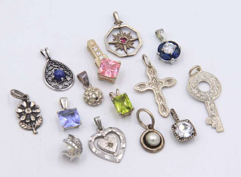 Group Lot of Vintage 925 Sterling Silver Pendants