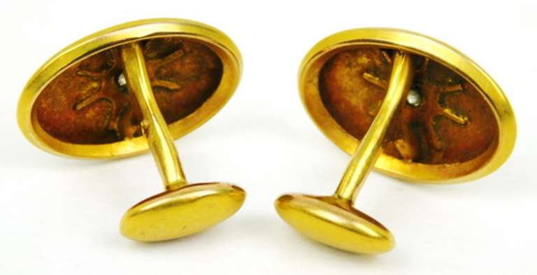 Antique 10K Gold Diamond Cuff Links