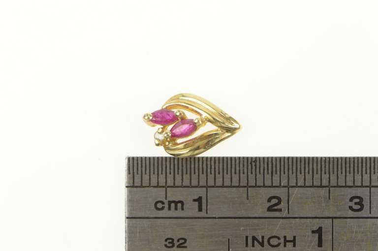 10K Yellow Gold Marquise Ruby Cluster Tear Drop Classic Pendant