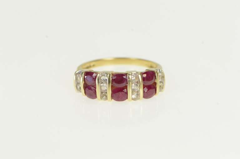 14K Yellow Gold 2.00 Ctw Natural Ruby CZ Vintage Statement Ring