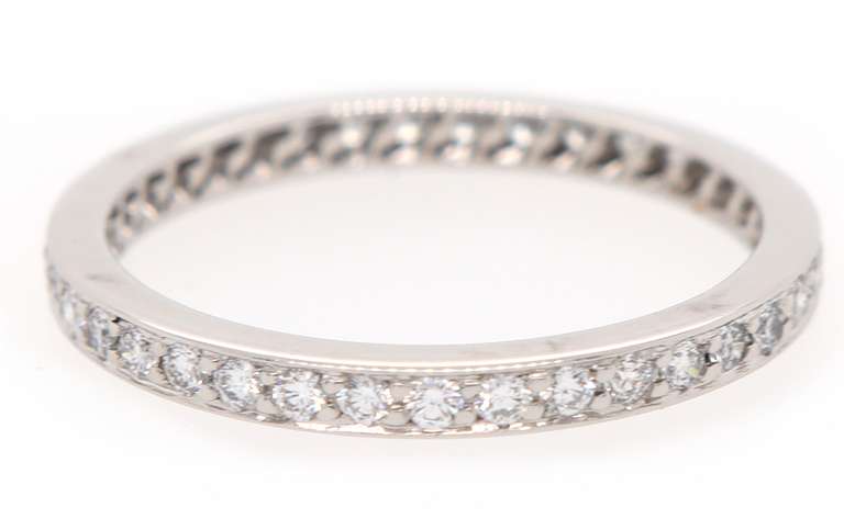 Cartier 0.38ctw Diamond Eternity Wedding Band Ring in 18K W/Box