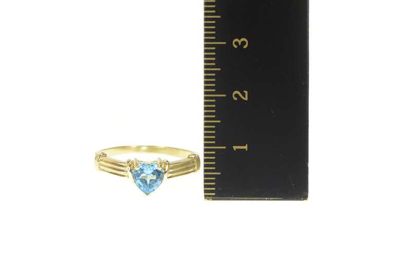 10K Yellow Gold Heart Blue Topaz December Birthstone Ring