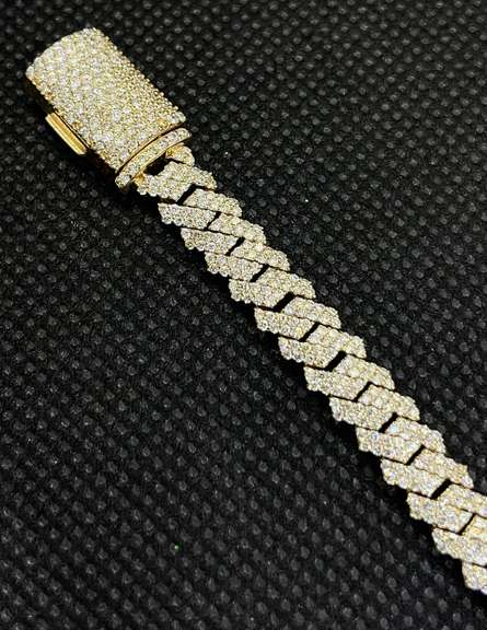 STUNNING 14K YELLOW GOLD 5.00 CARAT MIAMI CUBAN DIAMOND BRACELET