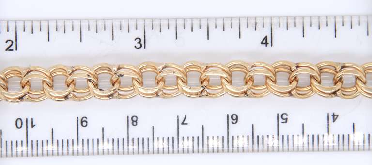 Elegant Double Link Charm Bracelet in Yellow Gold