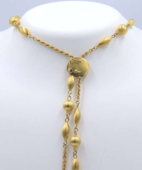 Spectacular 18kt Yellow Gold Vintage Station Chain Belt with Tessels