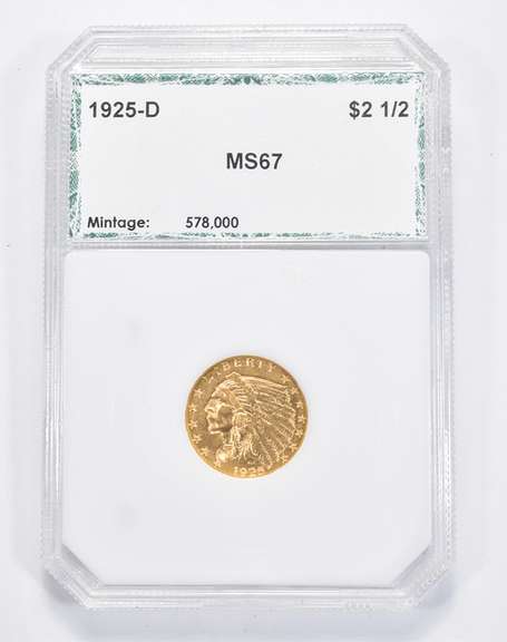 MS67 1925-D $2.50 Indian Head Gold Quarter Eagle - Graded PCI