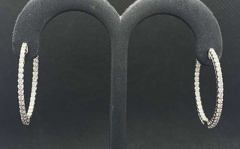 DAINTY 1.34 CARATS T.W. DIAMOND INSIDE-OUT HOOPS IN 14K WHITE GOLD