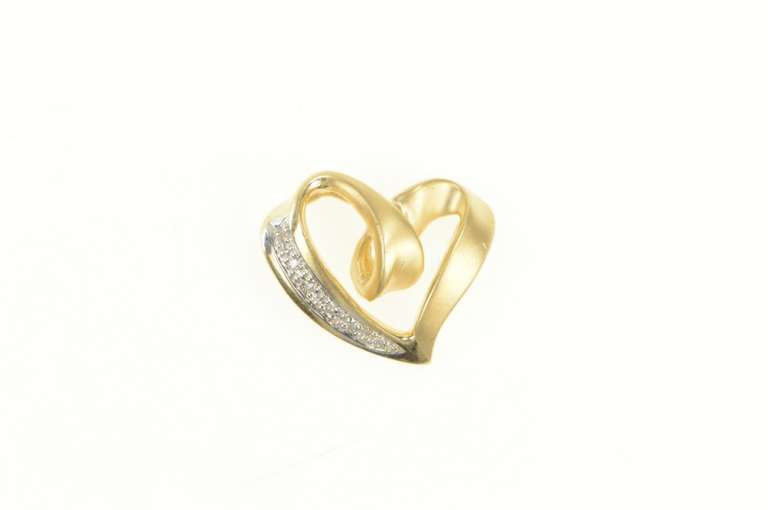 14K Yellow Gold Curvy Heart Love Symbol Romantic Pendant