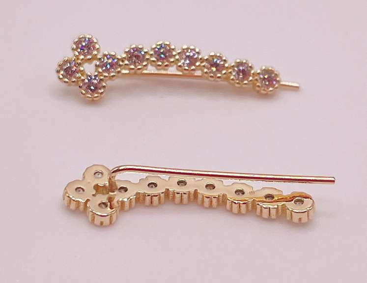 14kt Solid Yellow Gold & Diamond Earrings