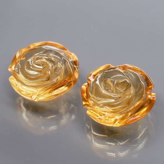 Translucent! 3.88ct champagne Citrine flower carvings