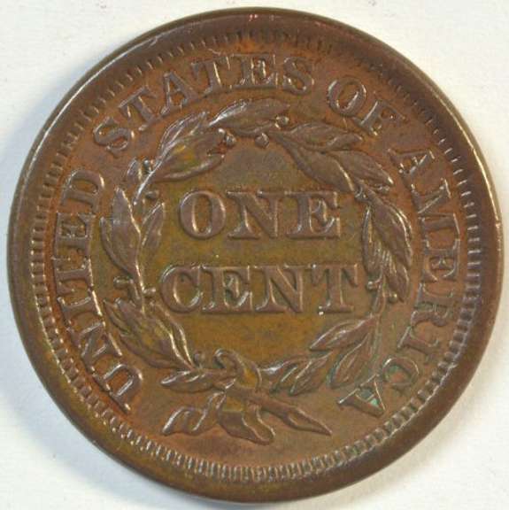 Handsome fully struck 1854 Braided Hair Large Cent in Mint