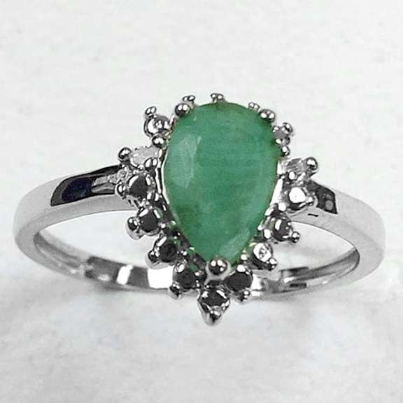 1/2 CT GENUINE EMERALD SILVER RING