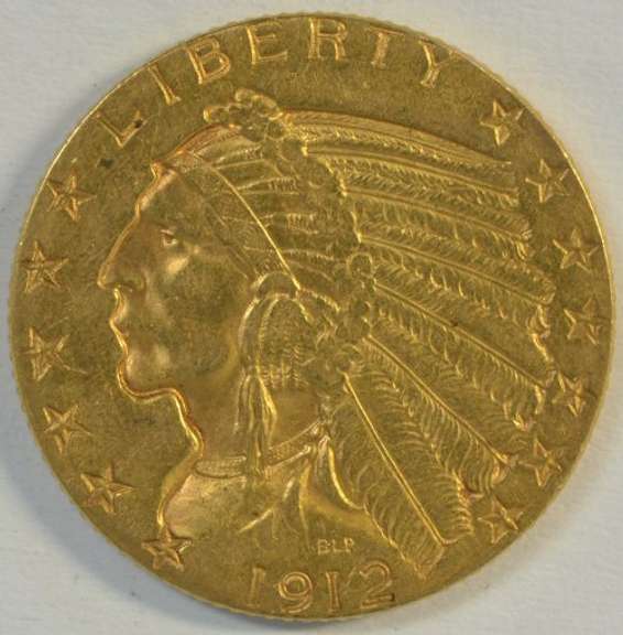 Desirable 1912 US $5 Indian Gold Piece. Nice