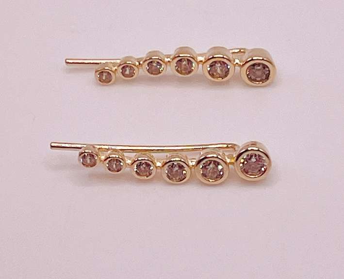 14kt Solid Yellow Gold & Diamond Earrings