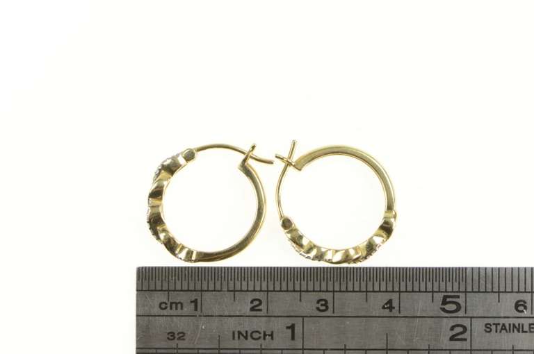 10K Yellow Gold Diamond Twist Design 17.8mm Hoop Earrings