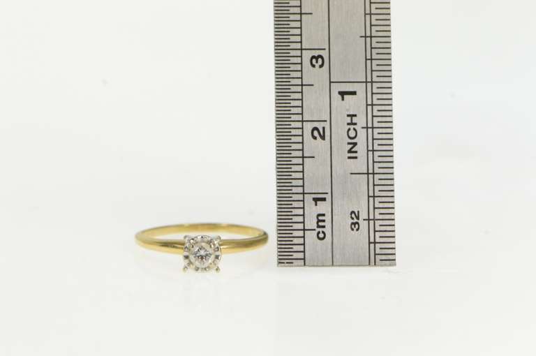 14K Yellow Gold 1950's 0.16 Ct Diamond Solitaire Engagement Ring