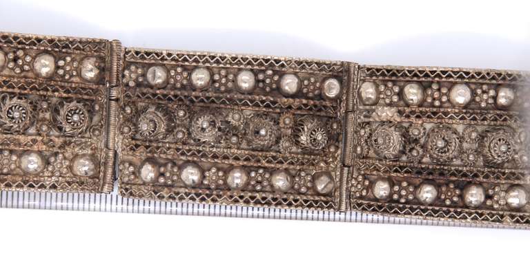 Vintage 925 Sterling Silver Filigree Wide Bracelet