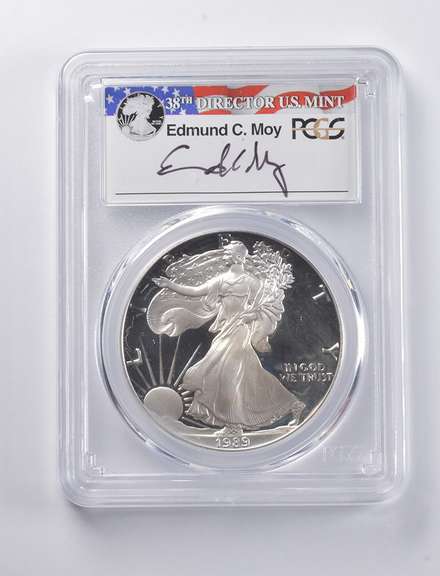 PR69 DCAM 1989-S American Silver Eagle Signed Moy PCGS