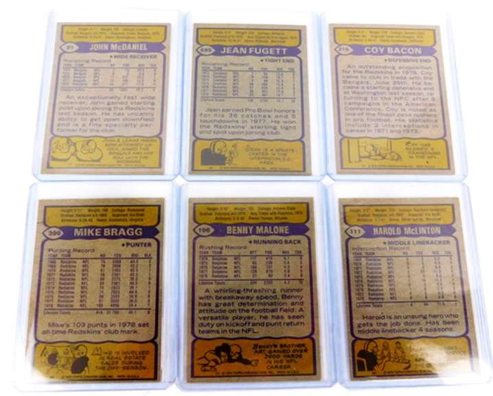 6 Redskins 1979 Football Cards by Topps