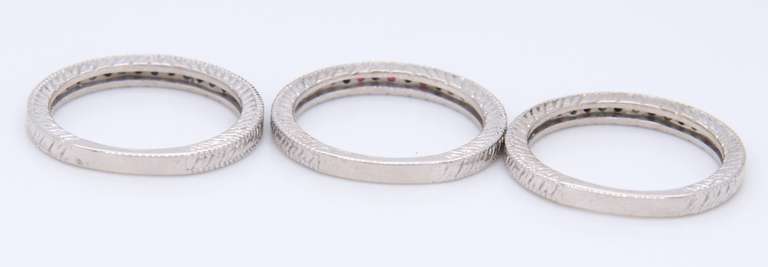 Wht an Amazing Set of 3 Fancy Sapphires Stacking Bands