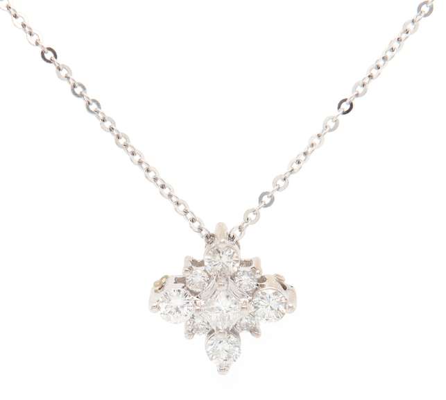 Fabulous Italian Round Diamond Cluster Pendant on Chain