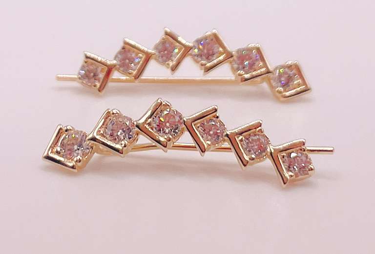 14kt Solid Yellow Gold & Diamond Earrings