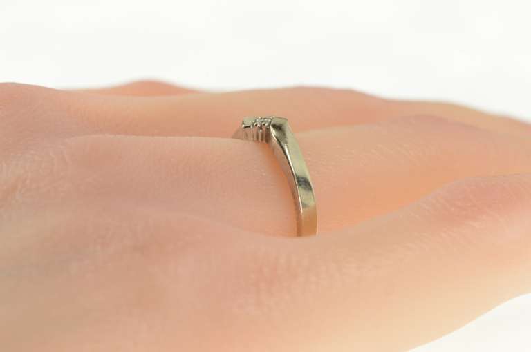 10K White Gold Three Stone Diamond Bypass Band Ring