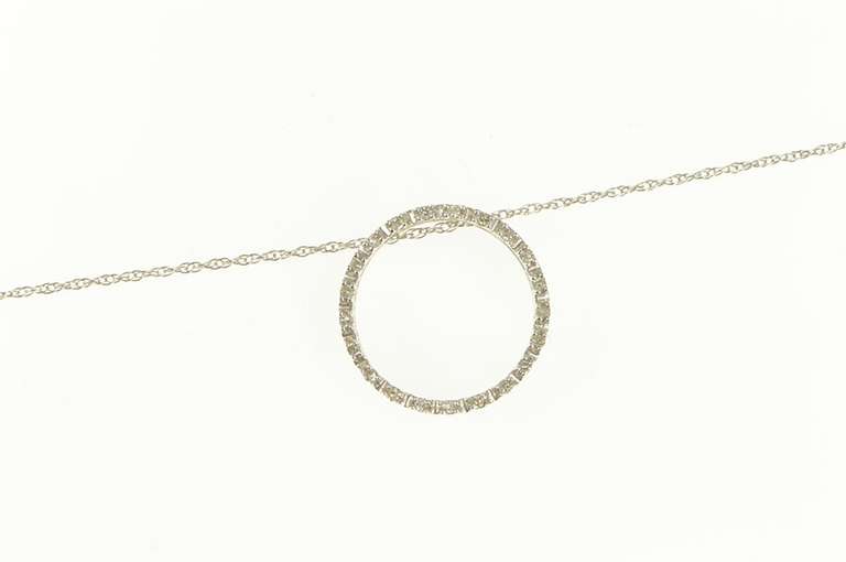 10K White Gold Round Diamond Circle Journey Symbol Pendant
